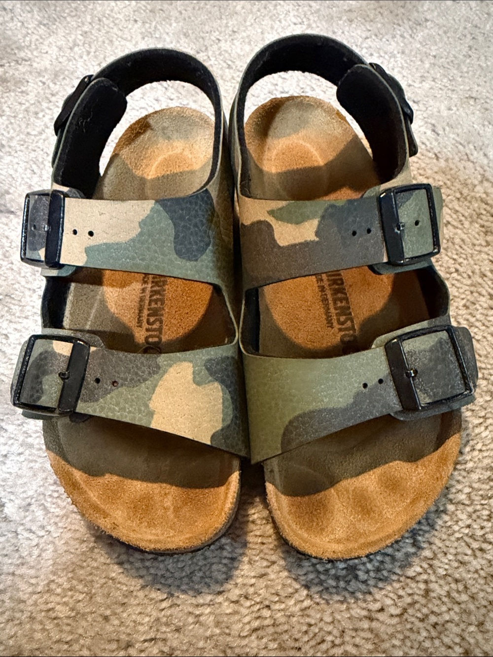 Birkenstock Kids Camo Double-Buckle Sandals (Barely Worn)